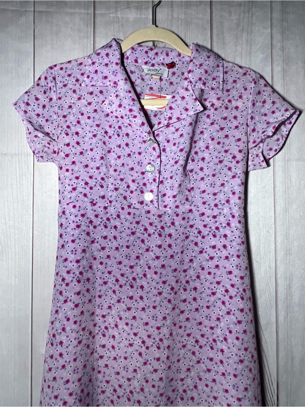 Y2K Jody Lavender Floral Polo Maxi Dress small
